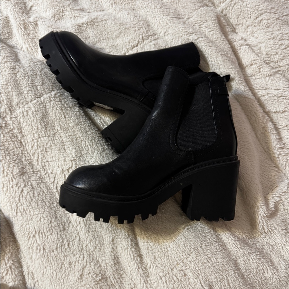Urban Outfitters Black Heeled Boots with Chunky Sole